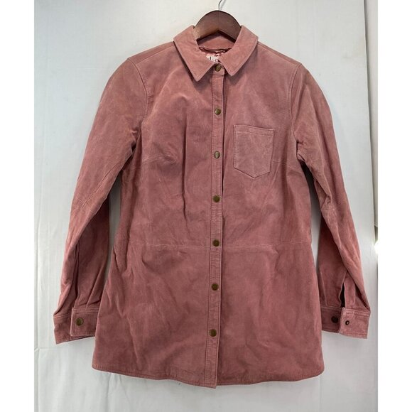 D&Co Womens XS Leather Jacket In Dusty Rose Pink With Polyester Lining - Picture 1 of 8